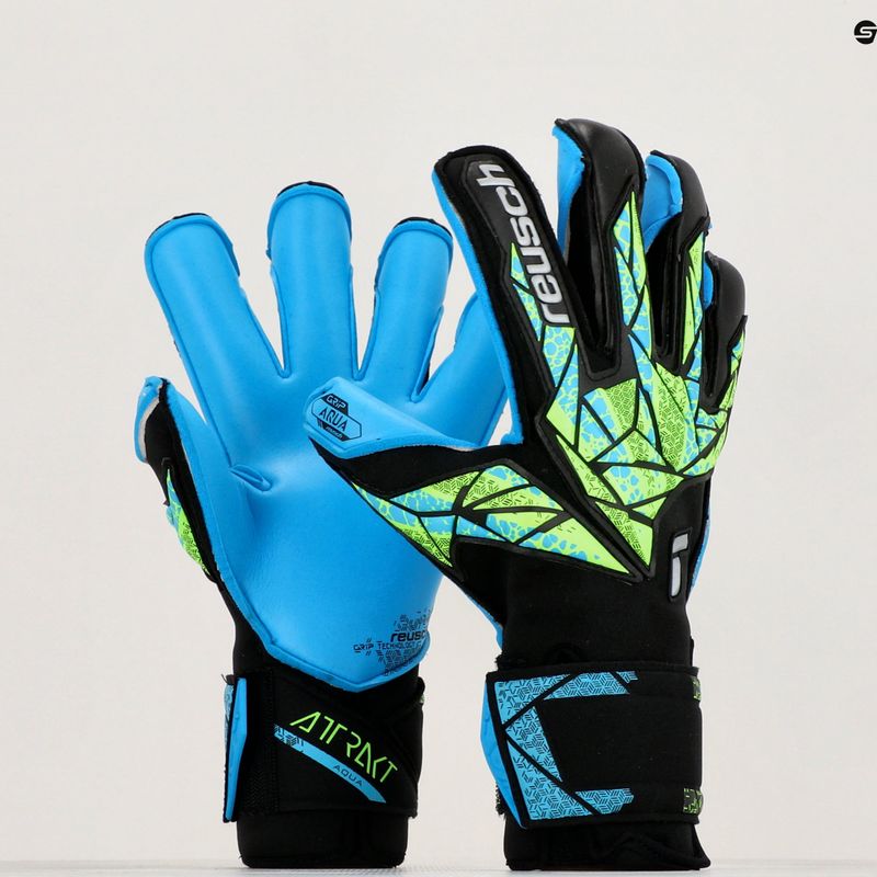 Vartininko pirštinės Reusch Attrakt Aqua Evolution black/fluo lime/aqua 8