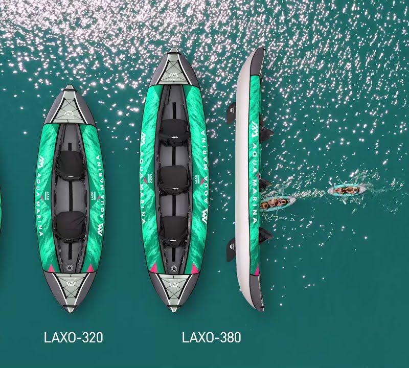 Trivietė pripučiama baidarė Aqua Marina Laxo Recreational Kayak 12'6" green 11