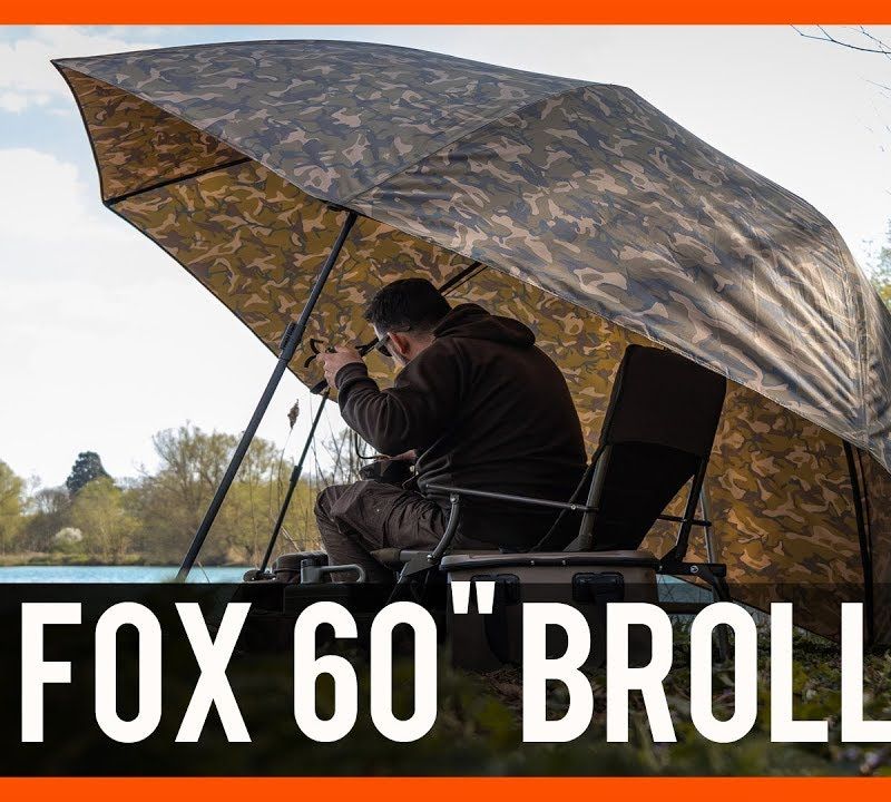 Fox International 60" Camo Brolly rudos spalvos karpių skėtis CUM268 4
