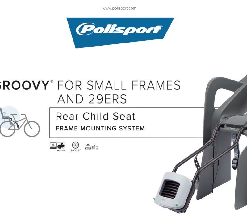 Polisport Groovy Maxi FF 29 green-grey FO vaikiško dviračio sėdynė 8406000032 8