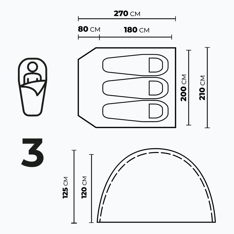 3 asmenų stovyklavimo palapinė KADVA CAMPdome 3 mėlyna 6