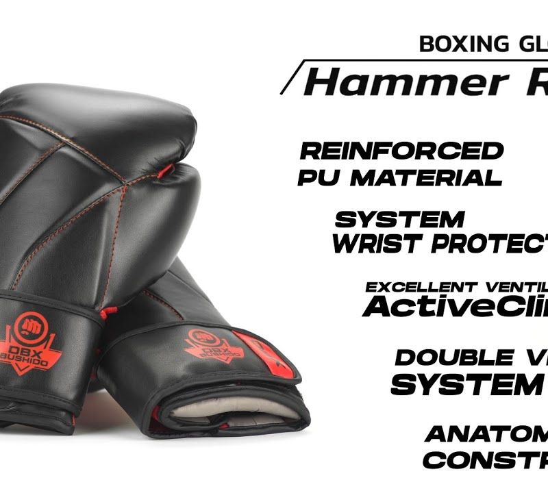Bokso pirštinės DBX BUSHIDO "Hammer - Red" Muay Thai juodos/raudonos 21