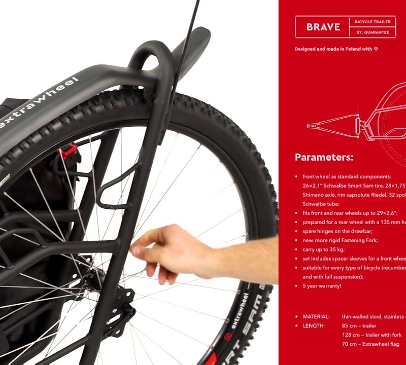 Extrawheel Voyager dviračių priekaba juoda PRO E0033 8