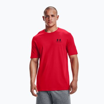 Under Armour Sportstyle kairės pusės krūtinės SS vyriški treniruočių marškinėliai raudona/juoda