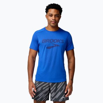 Vyriški bėgimo marškinėliai Brooks Distance 3.0 neo blue/brooks logo