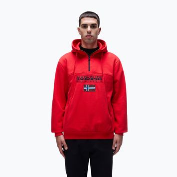 Vyriškas džemperis Napapijri Burgee Half Zip Hooded 2.0 red goji