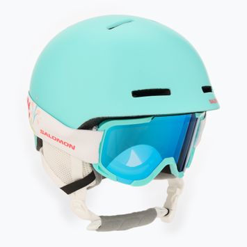 Vaikiškas slidinėjimo šalmas Salomon Player Combo + Gogle XV Jr aruba blue