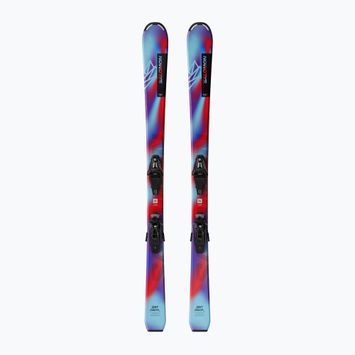 Vaikiškos kalnų slidės Salomon QST Jr M + apkaustai C5 GW pastel neon blue 3/poppy red/black