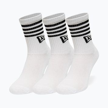 Kojinės New Era Stripe Crew 3 poros white