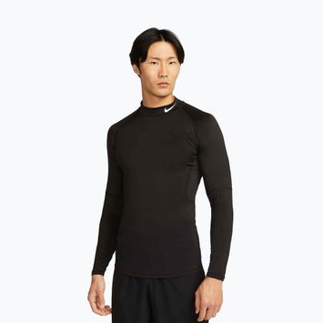 Vyriška Nike Pro Dri-Fit Mock-Neck treniruočių ilgomis rankovėmis juoda/balta