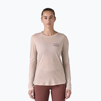 Moteriški marškinėliai ilgomis rankovėmis Patagonia Cap Cool Merino Blend Graphic fitz roy strata: shroom taupe