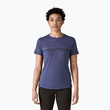 Moteriški marškinėliai Patagonia Cap Cool Merino Blend Graphic Shirt strata stripe: solstice purple