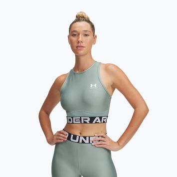 Moteriškas treniruočių topas Under Armour Heat Gear Rib Tank silica green/silica green/white