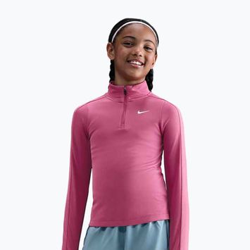 Vaikiški treniruočių marškinėliai ilgomis rankovėmis Nike Dri-Fit 1/4 Zip sweet beet/white