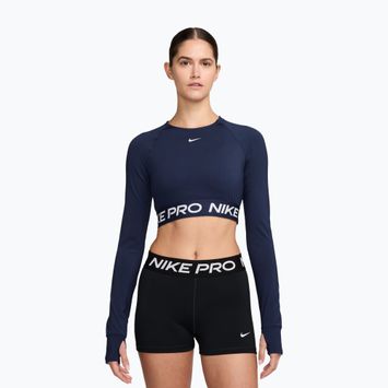Moteriškas treniruočių ilgomis rankovėmis viršus Nike Pro 365 Dri-Fit midnight navy/white