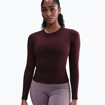 Moteriški marškinėliai ilgomis rankovėmis Nike One Fitted Dri-Fit burgundy crush/white