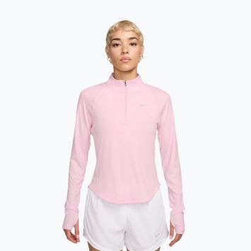 Moteriški bėgimo marškinėliai ilgomis rankovėmis Nike Tempo Swoosh Run Dri-Fit 1/4-Zip pink foam/white