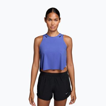 Moteriški bėgimo marškinėliai Nike AeroSwift Dri-Fit ADV Cropped Tank Top off sapphire/black