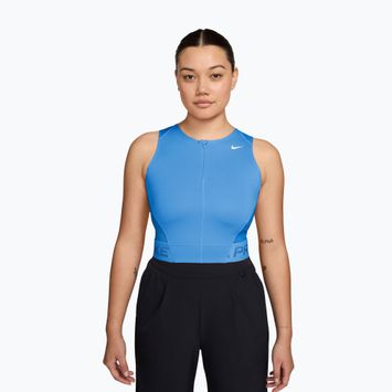 Moteriški treniruočių marškinėliai Nike Pro Dri-Fit university blue/light photo blue/white