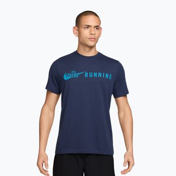 Vyriški bėgimo marškinėliai Nike Dri-Fit Running T-Shirt midnight navy/light current blue