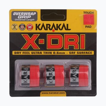 Skvošo raketės rankenos juosta Karakal X-Dri Grip 3 vnt. red