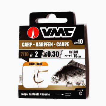 VMC Karp Gold methode leader loop kabliukas su spygliuku + lynas 10 vnt. aukso 271102