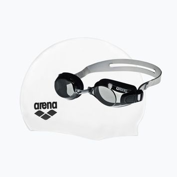 Rinkinys arena Baseino akiniai + dangtelis sidabrinis dūmas/baltas juodas