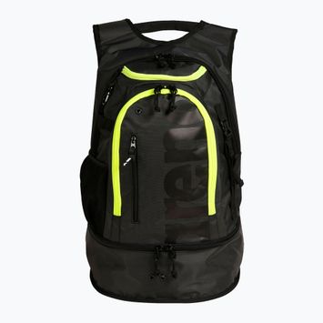 Arena Fastpack 3.0 40 l tamsiai dūminė/neon geltonos spalvos plaukimo kuprinė