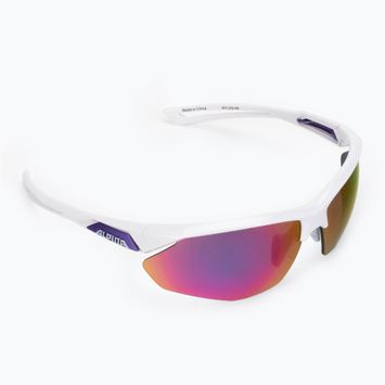 Dviratininko akiniai Alpina Defey HR balti/violetiniai/violetiniai veidrodžiai
