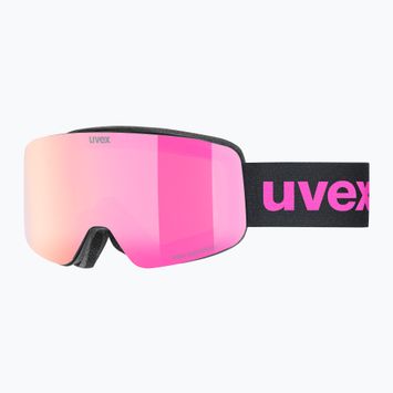 Vaikiški slidinėjimo akiniai UVEX Pwdr FM black matt/mirror pink green clear