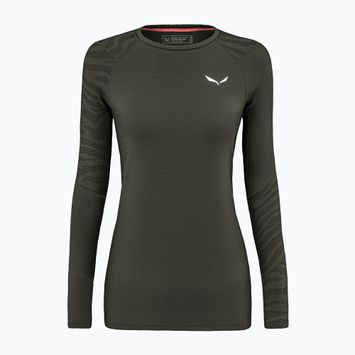 Moteriški termoaktyvūs marškinėliai ilgomis rankovėmis Salewa Cristallo Warm AMR dark olive