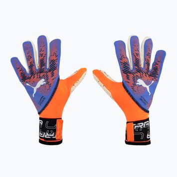PUMA Ultra Ultimate1 NC vartininko pirštinės ultra oranžinės/mėlynos spalvos blizgučiai