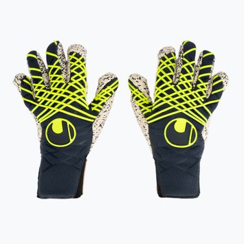 Vartininko pirštinės uhlsport Prediction Supergrip + Finger Surround navy/white/fluo yellow