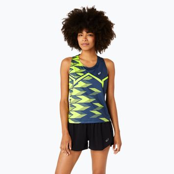 Moteriškas bėgimo tank topas ASICS Light Graphic Tank french blue/safety yellow