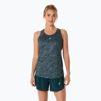 Moteriškas bėgimo tank topasASICS Road All Over Print Tank saxon green/light ube
