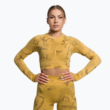 Moteriškos treniruočių tamprės Gymshark Adapt Camo Savanna Seamless indian yellow