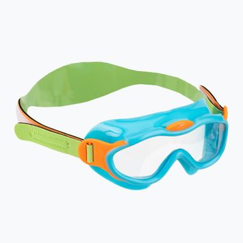 Vaikiška plaukimo kaukė Speedo Sea Squad Mask Jr azure blue/fluo green/fluo orange/clear
