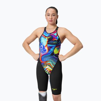 Moteriškas vientisas maudymosi kostiumėlis Speedo Fastskin LZR Pure Valor 2.0 Openback Kneeskin black/molten blur