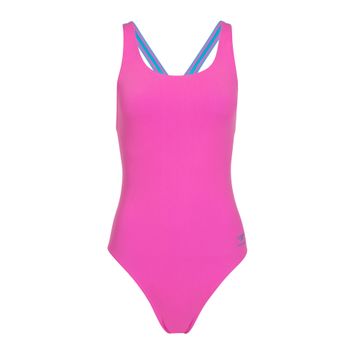Moteriškas vientisas plaukimo kostiumėlis Speedo Solid Powerback neon flamingo