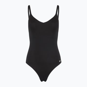 Vientisas moteriškas plaukimo kostiumas Nike Essential V-Neck black