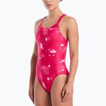 Moteriškas vientisas maudymosi kostiumėlis Nike Hydrastrong Fastback rush pink