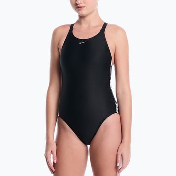Moteriškas vientisas maudymosi kostiumėlis Nike Logo Tape Fastback black