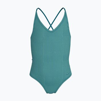 Vaikiškas vientisas maudymosi kostiumėlis Nike Ocean Bound Ripple Texture Lace Up blached turquoise