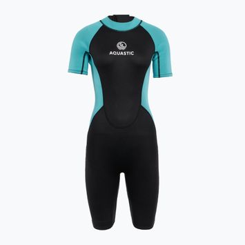 Moteriškas plaukimo hidrokostiumas AQUASTIC Wavey WMNS 2 mm juodas/mėtinis
