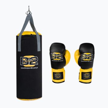 DIVISION B-2 vaikų bokso rinkinys 7 kg maišas + 6oz bokso pirštinės juodos spalvos DIV-JBS0002