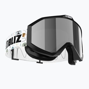 Vaikiški slidinėjimo akiniai Bliz Liner Jr black white logo/brown&silver mirror