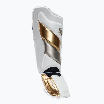 Hayabusa T3 Striking Shin Guards baltos ir auksinės spalvos T3SSG blauzdikaulių apsaugos