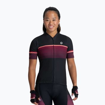 Moteriški dviračių marškinėliai Rogelli Impress II burgundy/coral/black