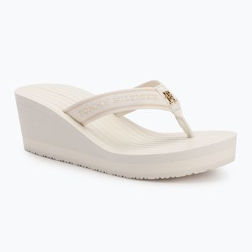 Moteriškos šlepetės per pirštą Tommy Hilfiger Stripes Wedge Beach Sandal ivory