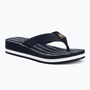Moteriškos šlepetės per pirštą Tommy Hilfiger Im Th Chainprint Midwedge Sandal space blue